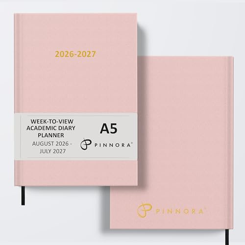 Pinnora Agenda accademica 2026-2027, formato A5, visualizzazione settimanale, copertina rigida, calendario accademico da agosto a luglio, ideale per studenti e insegnanti 2026-27, per università