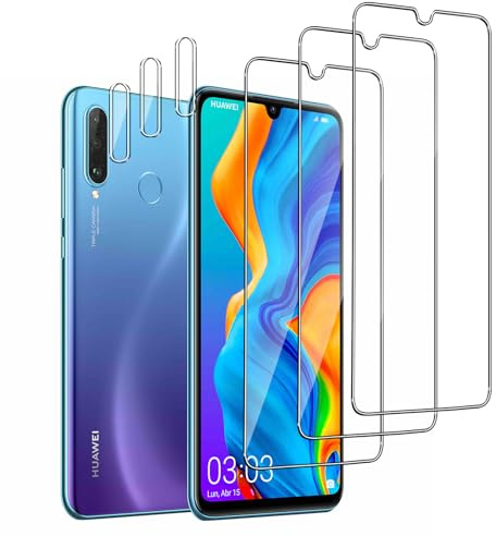 QZJinch 3+3 Stück,Panzer Schutz Glas für HUAWEI P30 Lite,HD Schutzglas, 2.5D Edge,9H-Härte,Anti-Öl, Anti-Fingerabdruck, Bläschenfrei，High Sensitivity