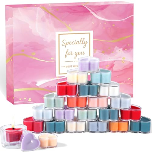 Bougies parfumées calendrier de l'avent 2025 pour femmes, bougies parfumées cadeaux pour femmes, 24 bougies chauffe-plat parfumées, calendrier de Noël cadeaux pour mères, filles, sœurs