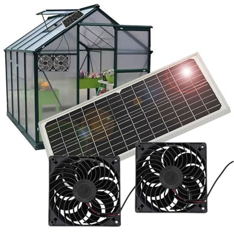Lotvic Solar Ventilator, 16W Solarpanel Ventilator, Solarmodul Lüfter Kit, Solar Dual Auspuffventilator, Solarlüfter, für kleine Hühnerställe, Gewächshäuser, Haustierhäuser, Garage, Keller