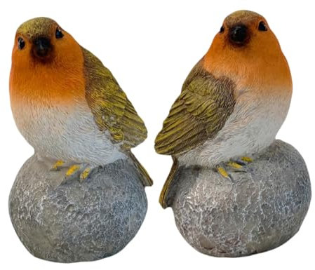 Bird Ornament For Outdoor - 2Pcs Decorative Garden Birds | Animal Figure In Resin Material For Balcony Patio Flower Pots And Garden Environment