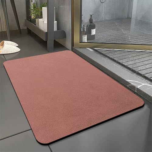 WJPUELUO Alfombra de Diatomeas para Baño-Tapete de Ducha de Secado Rápido,Tapetes,alfombras, felpudos,Ultra Absorbente & Antideslizante,Ideal para Ducha y WC,Fácil de Limpiar,Hogar,Rosado,50 * 80cm