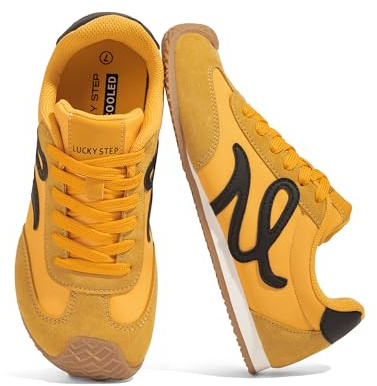 LUCKY STEP Zapatillas de Tenis Retro para Mujer – Sneakers clásicas y Casuales de Cuero Genuino con Suela Fina y Ligera, Elegantes y cómodas