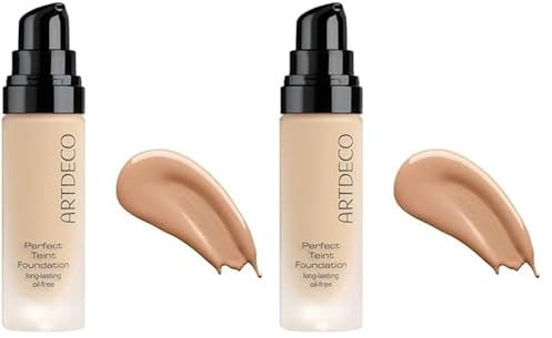 ARTDECO Perfect Teint Foundation - langanhaltende, flüssige Foundation ohne Öl und ohne Maskeneffekt - 1 x 20 ml (Packung mit 2)