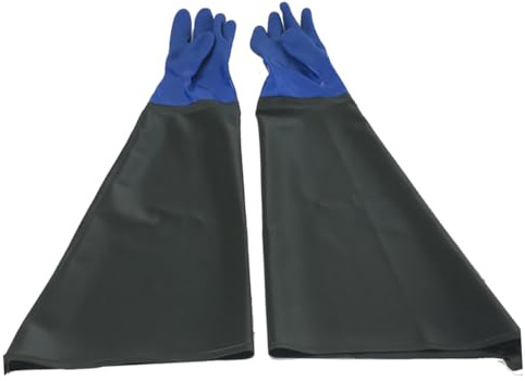 Mipcase Extended Pvc Oil Proof Gloves Thickened Wear-resistant Industrial Gloves Chemical Resistant Black Suitable for Heavy Duty Work 1 Pair