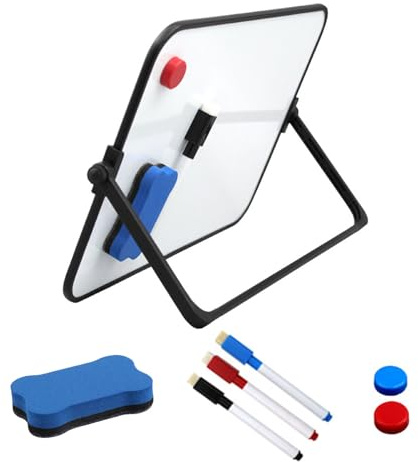 Whiteboard Magnetwand, kleine doppelseitige Whiteboard Trocken abwischbare, A4 Format Magnettafel Magnetwand, mit trocken abwischbaren Stiften, Radiergummi, Magneten, Halterung, 30x21cm