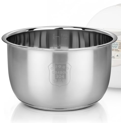 Linkidea 304 Stainless Steel Rice Cooker Replacement Bowl Compatible with Zojirushi NS-WAC10, NS-TGC10, NL-EAC10BA, NL-EAC10WA, Tiger JBV-A10U, JBV-10CU, No Coating, Dishwasher Safe