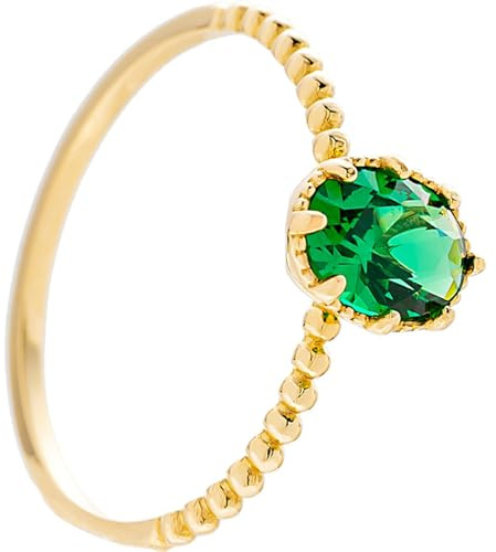 Ayoiow Damen Ring Gold 585 14K Gelbgold, Elegant Tsavorit Vorsteckring für Ehering, Vorsteckring Gold Damen