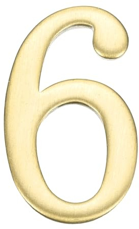 sourcing map Numeri civici per esterni, 4,6 cm, autoadesivi in ottone, decorazione per cassetta postale per appartamento, ufficio, camera d'albergo, cartelli per porte (numero 6)