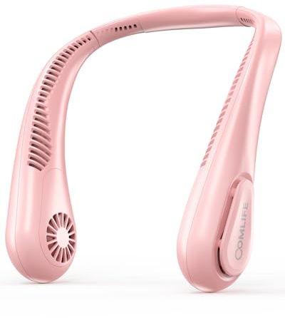 COMLIFE Ventilador de cuello sin aspas mejorado 2026, batería recargable de 5000 mAh, 3 velocidades, ángulo ajustable, ventilador portátil manos libres para uso en exteriores e interiores, certificado