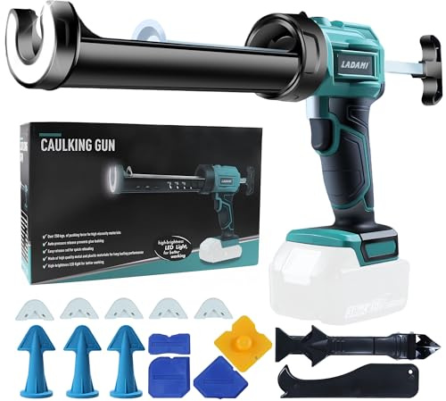 LADAMI Cordless Caulking Gun Compatible with Makita 18V, with LED light, 4 adjustable speeds, Electric silicone gun, battery-powered for 300ml cartridges (Battery not included)