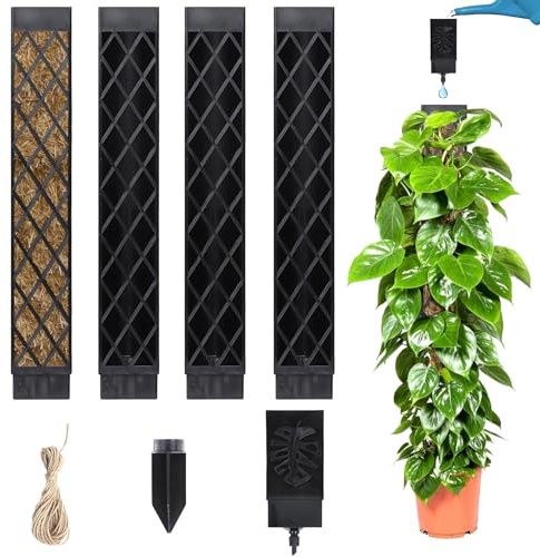 Moosstab für Monstera, 103cm Kletterpflanzen Stützpfahl, Monstera Kletterstütze, Gießhilfe mit Pflanzenhalter und Kabelbindern, Geeignet für die Bepflanzung im Garten, Efeu Pflanzenstütze, Schwarz