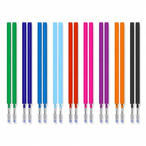 18 Recharges Stylo Effaçable pour Legami, Encre Gel Thermosensible 9 Couleurs Assorties, Recharge Stylo Effaçable, Pointe 0,7 Mm, Cartouches Longue Durée 13 Cm pour École, Bureau Et Bullet Journal