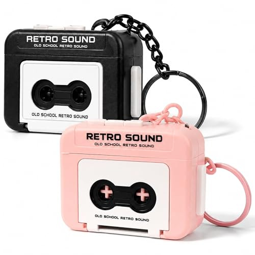 Tejpinspelare, 2 st mini bandinspelare nyckelring retro bärbar ljudspelare med skiv- och uppspelningsfunktioner, 2 färger