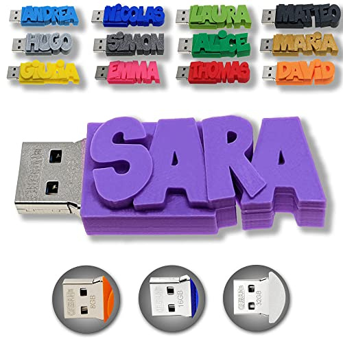 Individueller persönlicher USB Stick Datenstick mit eigenem Namen/Schriftzug und Farbe nach Wahl - USB 3.0 – 8GB, 16 GB oder 32 GB – einzigartiges Geschenk