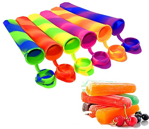 Bangp Silicone Popsicle Moulds with Attached Lids - 6 Pack Kitchen Ice Pop Moulds, Flexible & Durable - Reusable - Easy Clean, Multicolored ice Lollies (Colorful)