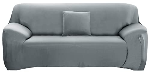ele ELEOPTION Sofa Überwürfe Sofabezug Stretch elastische Sofahusse Sofa Abdeckung in Verschiedene Größe und Farbe (3 Sitzer für Sofalänge 170-220cm, Hellgrau)