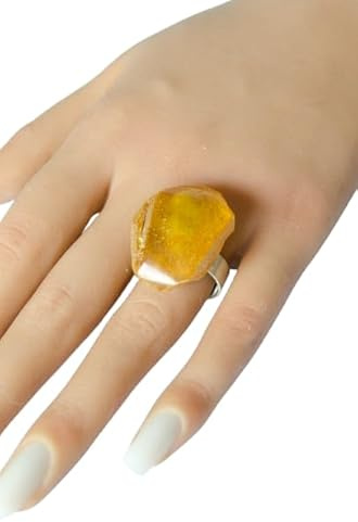 Ring Bernstein GELB sterling Silber 925 NEU UNIKAT R64