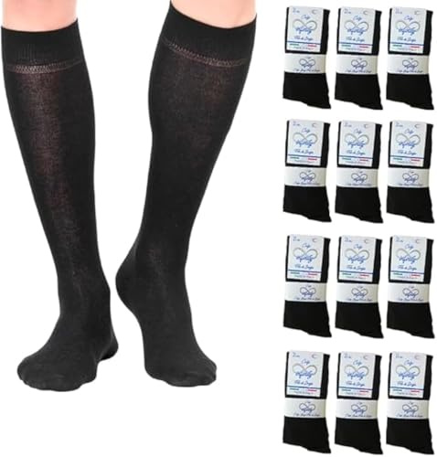 Infinity 9 o 6 paia Calze Lunghe Uomo Cotone Filo di Scozia Elasticizzato (Nero 6 Paia, 39-42)