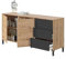 Habitdesign, Buffet 2 Portes et 3 tiroirs, Buffet pour Salon, modèle Brooklyn, Finition chêne Nodi et Gris Anthracite, Dimensions : 154 cm (Largeur) x 74 cm (Hauteur) x 41 cm (Bas)