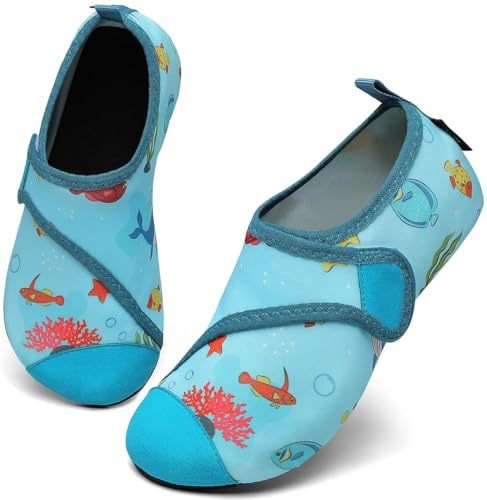 SAGUARO Escarpines Niño Niña Zapatos de Agua Cómodos Antideslizante Calcetines para Piscina Playa Zapatillas Natacion para Río Mar, Touch X, Cerúleo Azul, 22/23 EU