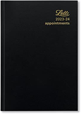 Letts Standard A6 akademisches Tagebuch 2023/2024 Tagesansicht mit Terminplaner, Schwarz