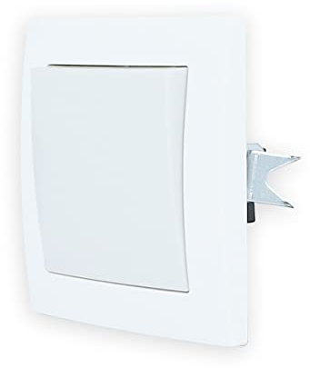 LINA - Interruptor de luz con marco, juego completo, caja empotrada, pulsador conmutador interruptor de pared Schuko (interruptor de luz 1 vía, encendido/apagado, con marco, H1-C110M-H1-C001)