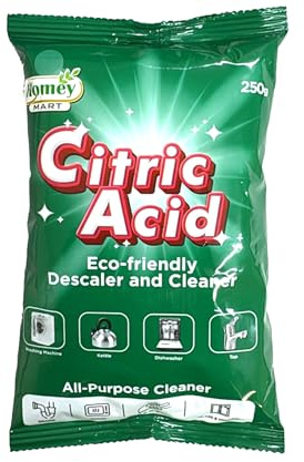 Homey Mart Citric Acid Natural Descaler 250g – All-Purpose Limescale Remover for Kettle, Steam Iron, Dishwasher, Washing Machine & Taps – Eco-Friendly Appliance Cleaner