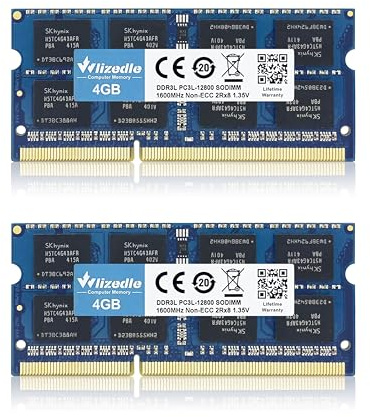 Wlizedle 8GB Kit (2x4GB) DDR3/DDR3L Laptop Memória RAM 1600MHz CL11 SODIMM Computador Módulo de Memória PC3-12800 /PC3L-12800 204-Pin 1.35V/1.5V Notebook Memory para Ordenadores portátiles, Azul