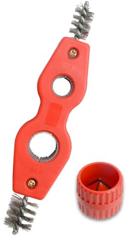 Mairuker Juego de limpiador y escariador de tuberías de cobre 4 en 1, cepillo de tubo de cobre para tubo interior y exterior para soldadura, tubos de cobre, desbarbado de tuberías, color rojo