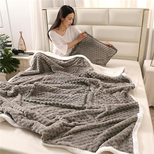 Hixingo Reisedecke und Kissen 2 in 1, Reisedecke mit Kissen Set Multifunktionale Reise Decke und Kissen 2 in 1 Weichem Flugzeug Verwandlungskissen für Urlaub, Camping (40 * 40cm,Plüsch-Grau)