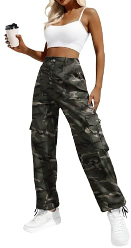 Women's High Waist Cargo Camouflage Pant Relaxed-fit Jogger Army Fatigue Pants Sweatpants