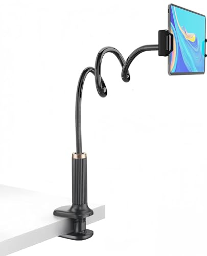 SIXIUDIA Supporto Tablet, Collo Oca Supporto Regolabile - per iPad, cellulare, switch/Samsung Galaxy Tabs/ecc, lunghezza totale 98 cm (nero)
