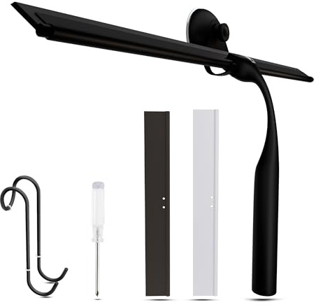 Wunset 35 cm Black Shower Squeegee, Large Window Squeegee - 6 Pieces Set Including 2 Replacement Silicone Lips, Squeegee Shower Cleaner for Shower Doors and Various Smooth Surfaces (35 cm, Black)