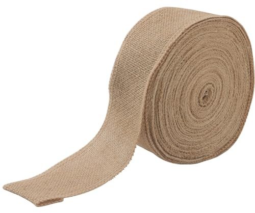 CHUENHEI Juteband 6cm x 20 m, Natur Leinenband Juteband zum Basteln, Sackleinenband Jute Dekoband für DIY Handwerk Weihnachtstag Hochzeitdeko