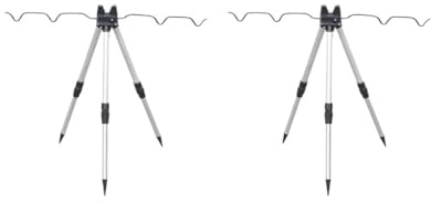 2 Set Angelrutenstütze, Dreibein, faltbar, für Ufer, Flüsse, entfaltet, 60 cm, Schwarz / Gold