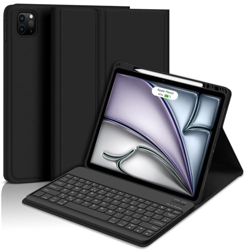 GOKOCO Funda de teclado para iPad Air 2025 de 13 pulgadas M3 y Air 2024 de 13 pulgadas, M2 y Pro de 12.9 pulgadas de 3ª/4ª/5ª/6ª generación con teclado Bluetooth magnético inalámbrico para Air7