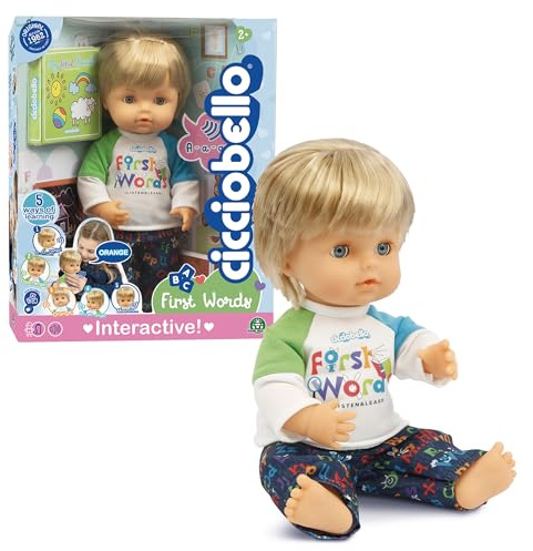 Cicciobello - First Word Bambola Interattiva 30 Cm, Ripete Le Parole Del Bambino In 5 Modi, Con Ciuccio E Libro Illustrato, Per Bambini A Partire Dai 2 Anni
