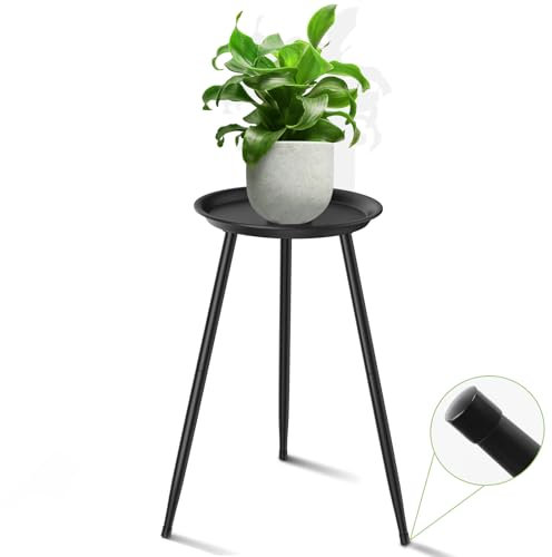 Rainie Pflanzenständer für den Innenbereich, robuster Pflanzenhalter aus Metall, Höhe 50 cm, runder Beistelltisch, modernes Heimdekor-Regal, ideal für Blumentöpfe, kleine schwarze Pflanzenständer im