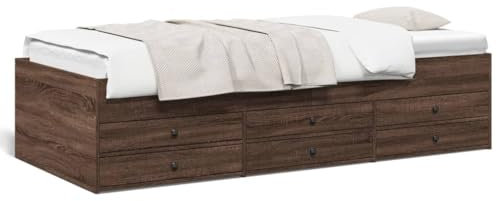 Tidyard Tagesbett,Gästebett mit 6 Schubladen mit Rollen, Schlafsofa für Schlafzimmer, Bettsofa Sofabett Daybed Bett, Braun Eichen-Optik 75x190cm Holzwerkstoff