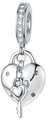 GOUWO Breloque en Argent 925 Avec Serrure à Clé Compatible Avec Bracelet Pandora et Collier 5A en Oxyde de Zirconium Pour Femme Mère Fille Anniversaire Halloween Fête des Mères Saint-Valentin