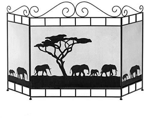 ZXXDSMYF Pare-étincelles pour cheminée, Pare-étincelles, Grille métallique en Fer forgé à 3 Panneaux, Accessoires de cheminée d'intérieur Noirs, décoration