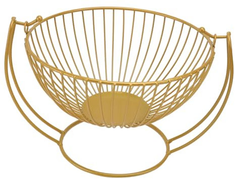 Cabilock Cesta de Fruta de Hierro Multifuncional con Forma Geométrica Segura Y Resistente para Frutas Bocadillos Y Decoración