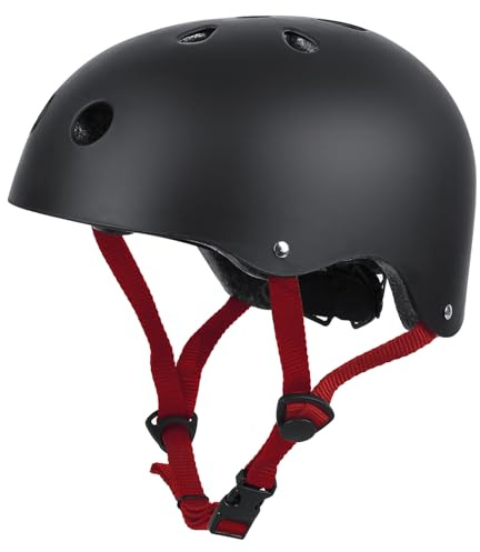 LeapBeast Cykelhjälm Skate Cykelhjälm CE-Certifierad Unisex Vuxna Män och Kvinnor Multi-Sport för Cykling, Skate, Skridskoåkning (Svart - Röd, Small)