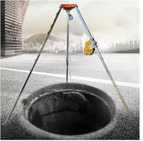 RDWQDGJG Kit treppiede anticaduta per spazi confinati Tradizionali, Sistema di Salvataggio antincendio di Emergenza in Alluminio per camini/Tunnel/fognature, con Gambe retrattili, Commerciale (S