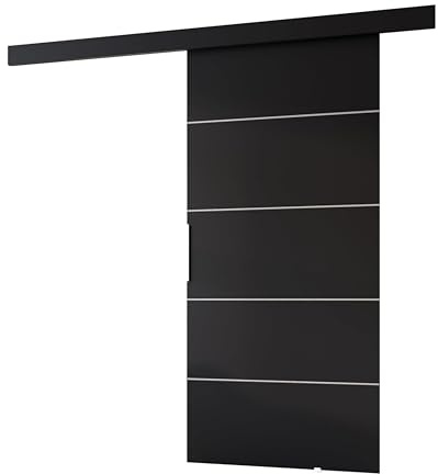 MINIO go for it - Schiebetür Komplettset CLEAN B Schiebetüren 86 cm Breit | Wandmontage, Schiebetürsystem, Zimmertüren - Schwarz