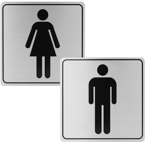 Annlpoy 2 pièces signaletique toilettes plaque wc autocollant toilettes plaques pour femmes et hommes, 15x15 ×0.1cm, résistant aux rayures, plaque de toilettes autocollant, bande de montage incluse