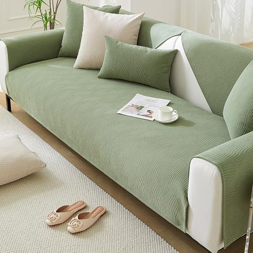 ZASEZOD Universal 1/2/3/4 Sitzer Sofa Schonbezug, Sofadecken Sitzfläche, Ecksofa Chenille Couchschoner, Big Sofa Schutzdecke rutschfest(Green D,90 x 180 cm)