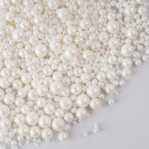 130g Edible Pearls for Cake Decorating, White Cake Sprinkles, Pearl Sprinkles, Edible Sugar Balls Mix for Cupcake Topper Baking Decorations On Baby Shower Birthday Wedding Christenings & Parties