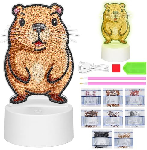 Zoyomax Diamond Painting Nachtlicht, Geschenke für Erwachsene, 3D Kreative Diamond Painting Lampe Capybara, Weihnachts Geburtstags Geschenk